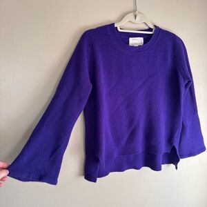 Artelier Nicole Miller Large Cashmere Stylish Purple Crew Neck Sweater